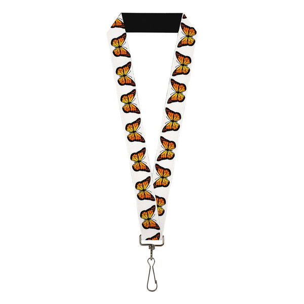 Buckle-Down Lanyard - 1.0" - Monarch Butterfly Repeat White