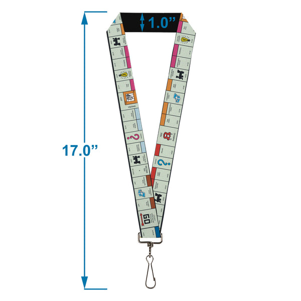 Buckle-Down Lanyard - 1.0" - Monopoly British UK Game Board Space Blocks