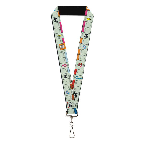 Buckle-Down Lanyard - 1.0" - Monopoly British UK Game Board Space Blocks