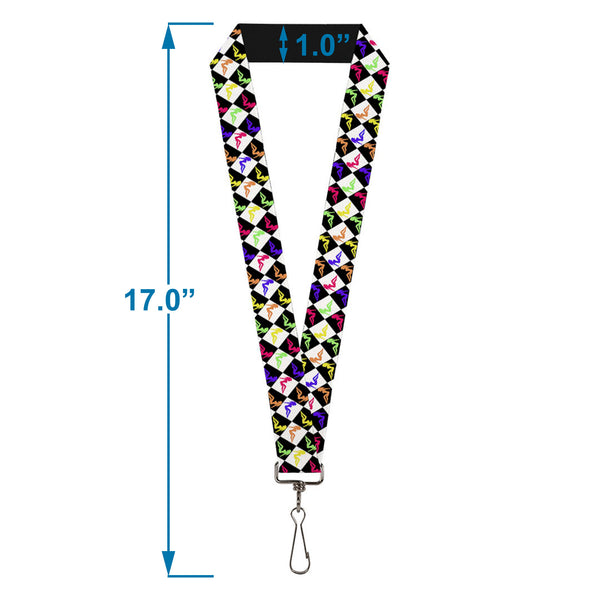 Buckle-Down Lanyard - 1.0" - Mud Flap Girl Diamonds Black White Multi Neon