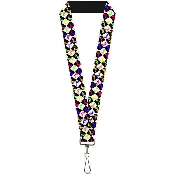 Buckle-Down Lanyard - 1.0" - Mud Flap Girl Diamonds Black White Multi Neon