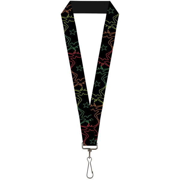 Buckle-Down Lanyard - 1.0" - Mud Flap Girls w Star Outline Black Multi Color