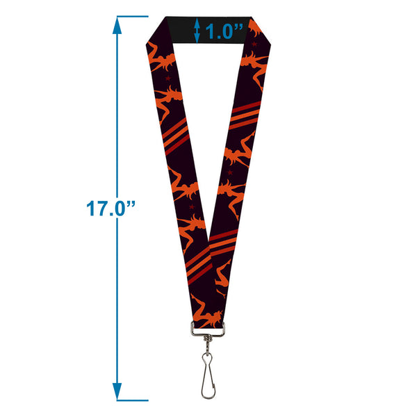 Buckle-Down Lanyard - 1.0" - Mud Flap Girls W Stripes Black Red Orange