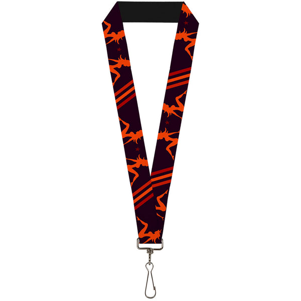 Buckle-Down Lanyard - 1.0" - Mud Flap Girls w Stripes Black Red Orange