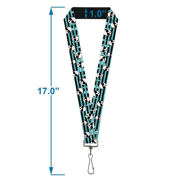 Buckle-Down Lanyard - 1.0" - Multi Panda W Sunglasses Stripe Turquoise Black