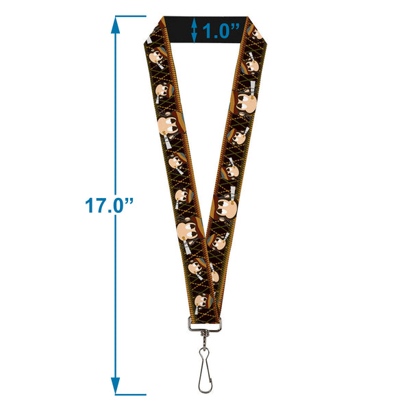 Buckle-Down Lanyard - 1.0" - Multi Smoking Monkey Argyle Brown