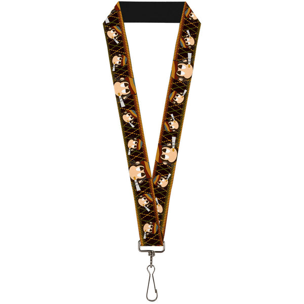 Buckle-Down Lanyard - 1.0" - Multi Smoking Monkey Argyle Brown