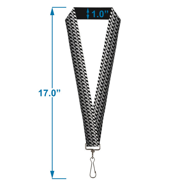 Buckle-Down Lanyard - 1.0" - Mustache Monogram Black Grays