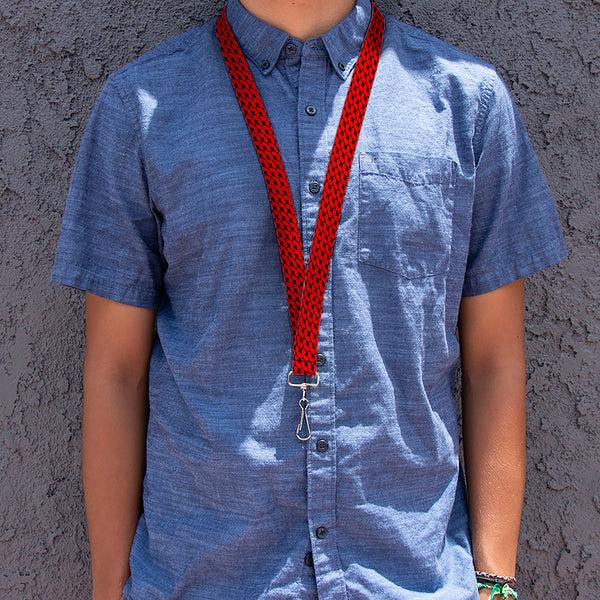 Buckle-Down Lanyard - 1.0" - Mustache Monogram Black Red