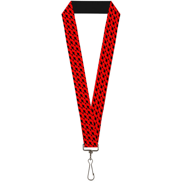 Buckle-Down Lanyard - 1.0" - Mustache Monogram Black Red
