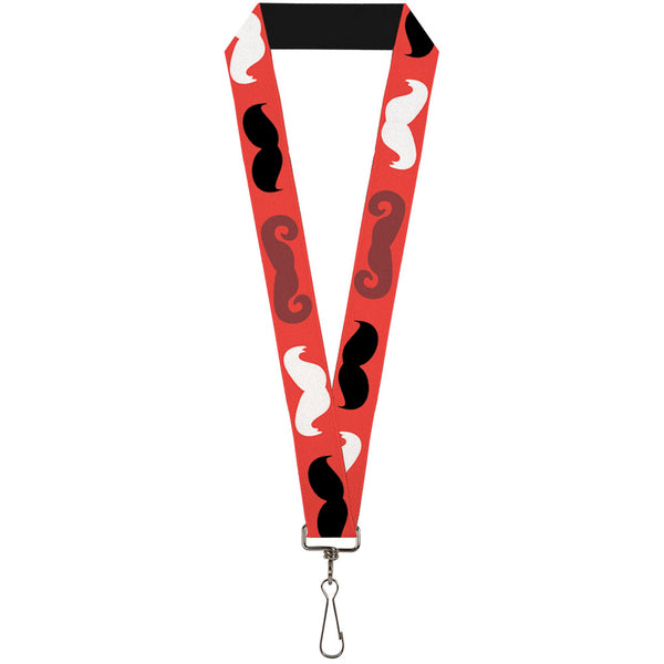 Buckle-Down Lanyard - 1.0" - Mustaches Red Brown White Black