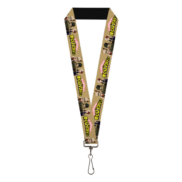 Buckle-Down Lanyard - 1.0" - MY HERO ACADEMIA Character Trio Pose and Title Logo Tan
