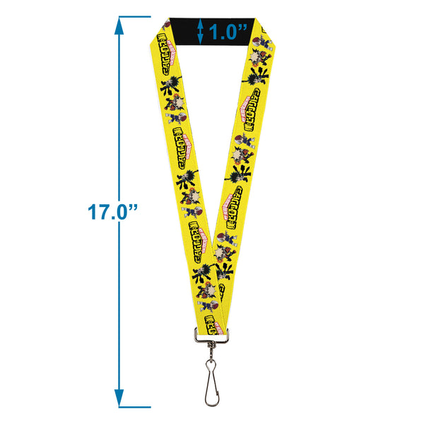 Buckle-Down Lanyard - 1.0" - MY HERO ACADEMIA Chibi Trio Action Poses And Title Logo Yellow