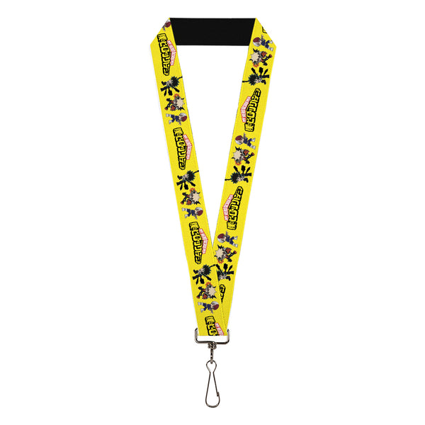 Buckle-Down Lanyard - 1.0" - MY HERO ACADEMIA Chibi Trio Action Poses and Title Logo Yellow