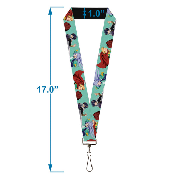 Buckle-Down Lanyard - 1.0" - My Hero Academia The Big 3 Action Poses Light Blue