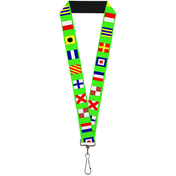 Buckle-Down Lanyard - 1.0" - Nautical Flags Green Multi Color