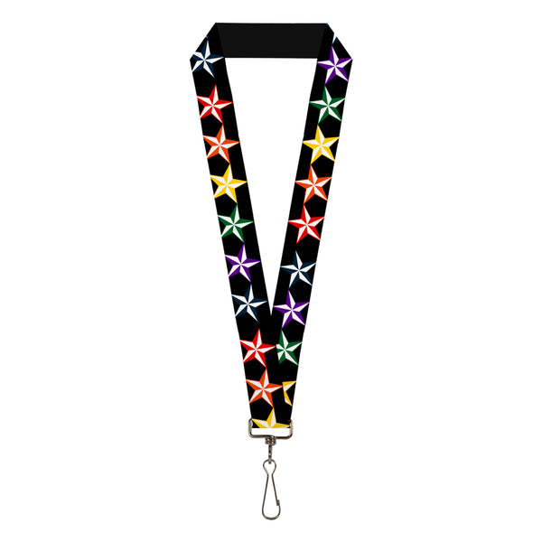 Buckle-Down Lanyard - 1.0" - Nautical Star Black Multi Color