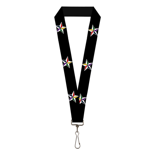 Buckle-Down Lanyard - 1.0" - Nautical Star Black White Multi Color