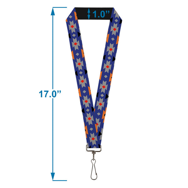 Buckle-Down Lanyard - 1.0" - Navajo Gray Blue Orange Black