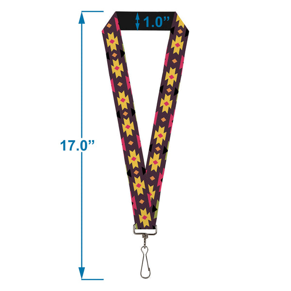 Buckle-Down Lanyard - 1.0" - Navajo Orange Purple Yellow Pink Green Black