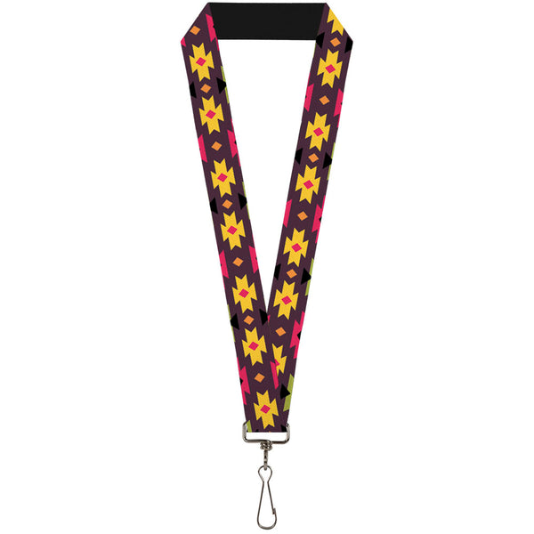 Buckle-Down Lanyard - 1.0" - Navajo Orange Purple Yellow Pink Green Black