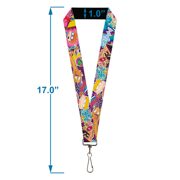 Buckle-Down Lanyard - 1.0" - Nick 90's Rewind 7-Character 4-Logo Collage