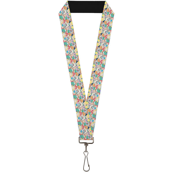 Buckle-Down Lanyard - 1.0" - Nick 90's Rewind 8-Character Mash Up Collage White