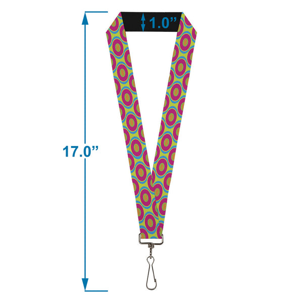 Buckle-Down Lanyard - 1.0" - Ogee Lime Blue Fuchsia Orange