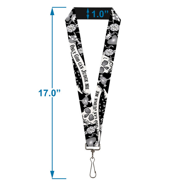 Buckle-Down Lanyard - 1.0" - Only God Can Judge Me Black White