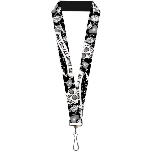 Buckle-Down Lanyard - 1.0" - Only God Can Judge Me Black White
