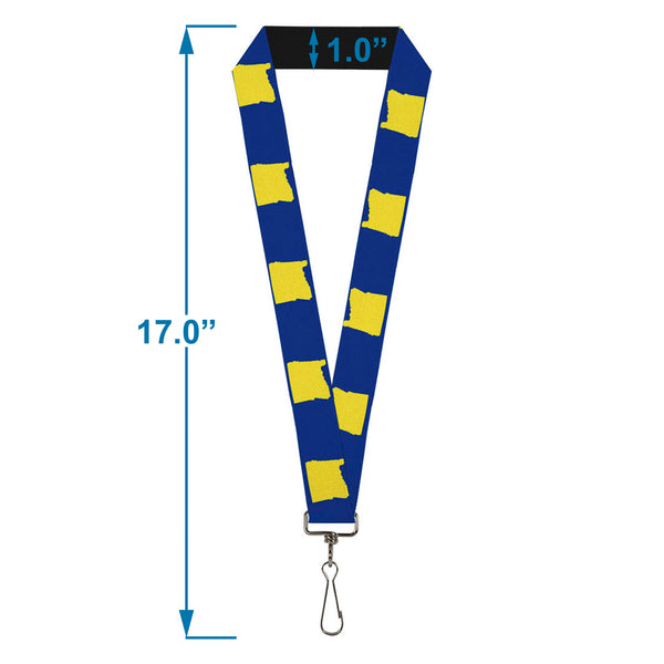 Buckle-Down Lanyard - 1.0" - Oregon State Silhouette Blue Yellow