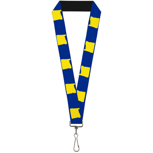 Buckle-Down Lanyard - 1.0" - Oregon State Silhouette Blue Yellow