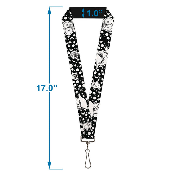 Buckle-Down Lanyard - 1.0" - Owl Expressions Black White