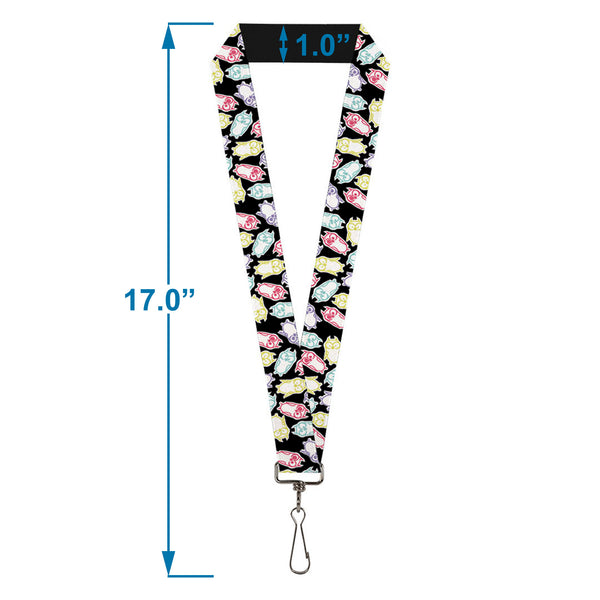 Buckle-Down Lanyard - 1.0" - Owl Sketch Black White Multi Color