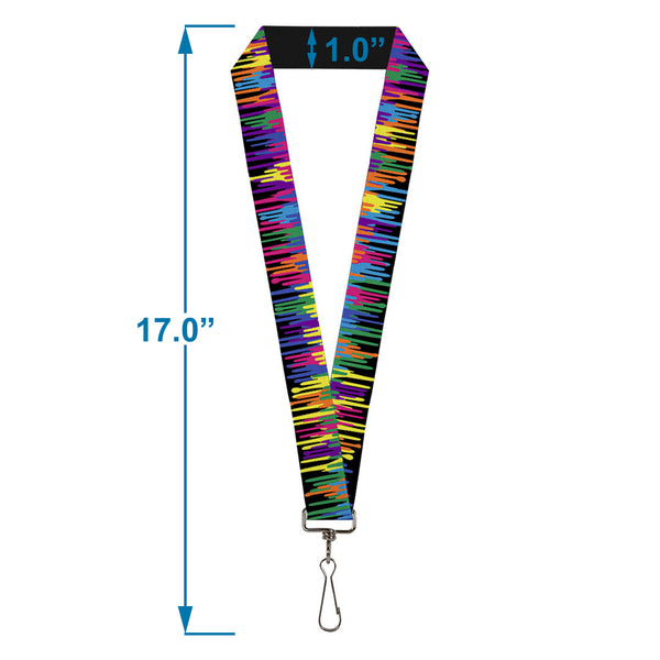 Buckle-Down Lanyard - 1.0" - Paint Drips Black Multi Neon