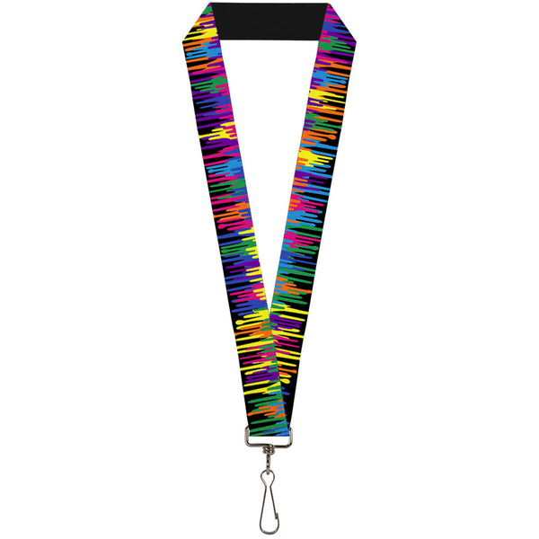 Buckle-Down Lanyard - 1.0" - Paint Drips Black Multi Neon