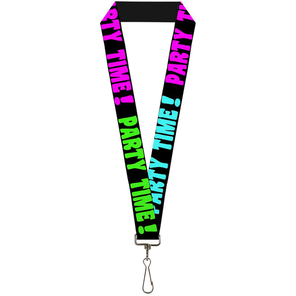 Buckle-Down Lanyard - 1.0" - PARTY TIME Black Green Turquoise Fuchsia
