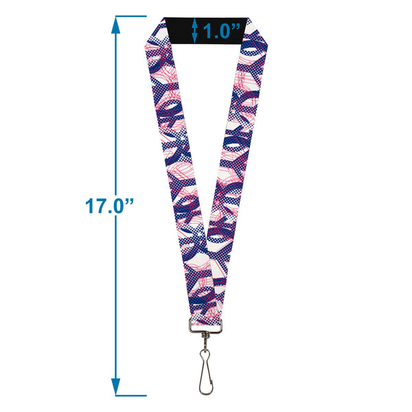 Buckle-Down Lanyard - 1.0" - Peace Mixed White Blue Pink