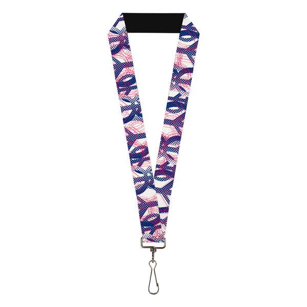 Buckle-Down Lanyard - 1.0" - Peace Mixed White Blue Pink