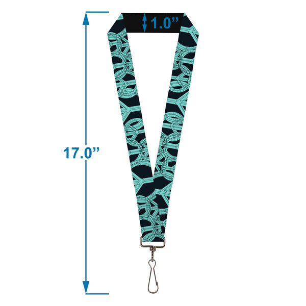 Buckle-Down Lanyard - 1.0" - Peace Sketch Black Baby Blue