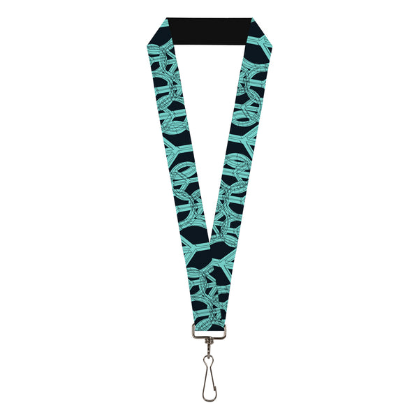 Buckle-Down Lanyard - 1.0" - Peace Sketch Black Baby Blue