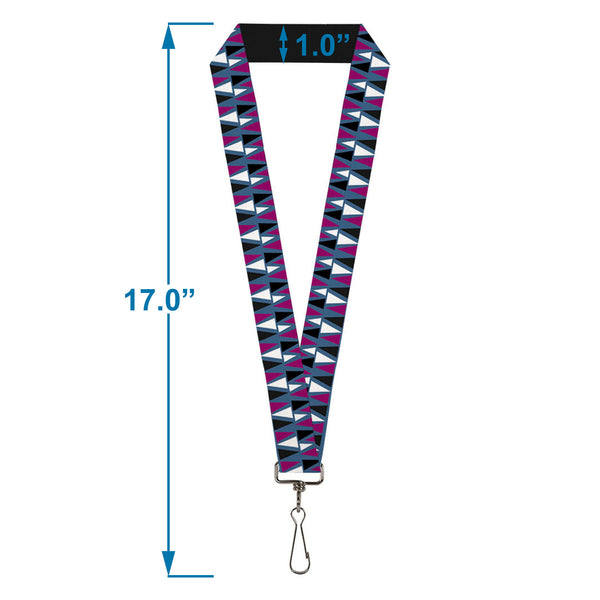 Buckle-Down Lanyard - 1.0" - Peaks Turquoise Fuchsia Black White