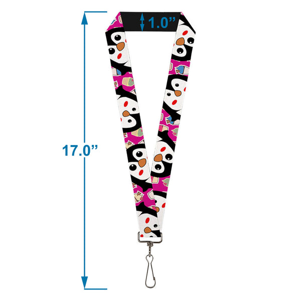 Buckle-Down Lanyard - 1.0" - Penguins W Cupcakes Fuchsia Multi Color