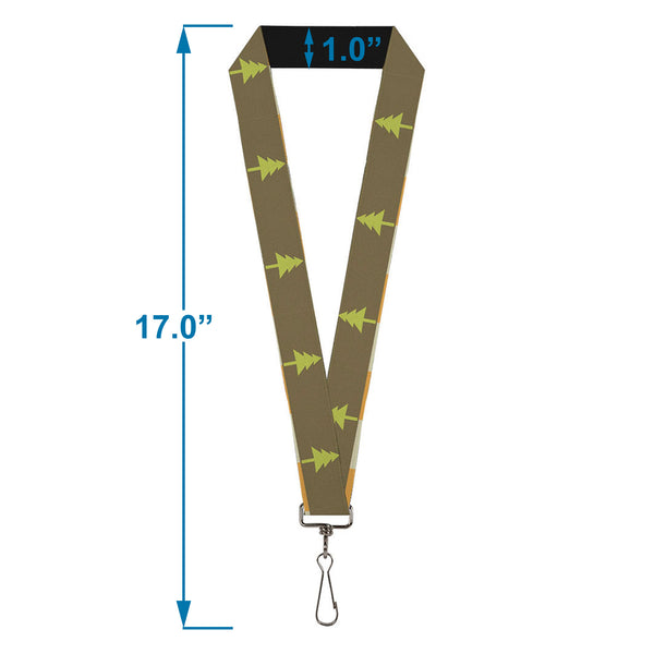 Buckle-Down Lanyard - 1.0" - Pine Trees Blocks Olive Orange Tan