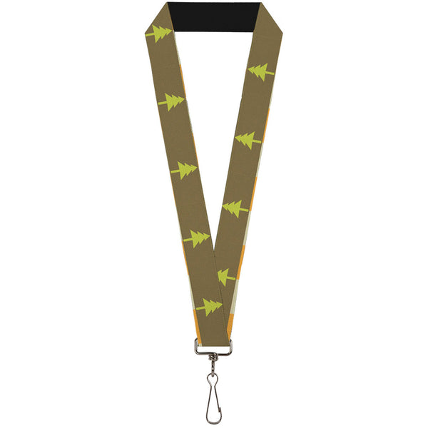 Buckle-Down Lanyard - 1.0" - Pine Trees Blocks Olive Orange Tan