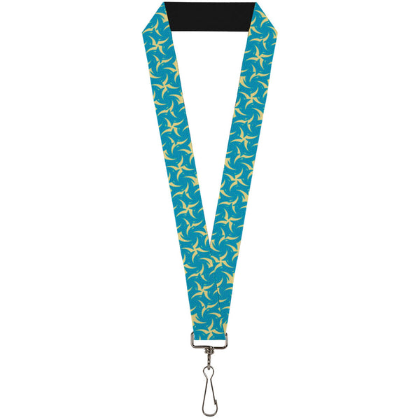 Buckle-Down Lanyard - 1.0" - Pinwheel Plumes Beige Turquoise