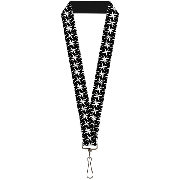 Buckle-Down Lanyard - 1.0" - Pinwheel Plumes White Black