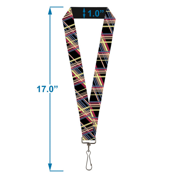 Buckle-Down Lanyard - 1.0" - Plaid Black Yellow Red Blue Orange