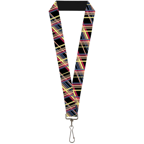 Buckle-Down Lanyard - 1.0" - Plaid Black Yellow Red Blue Orange