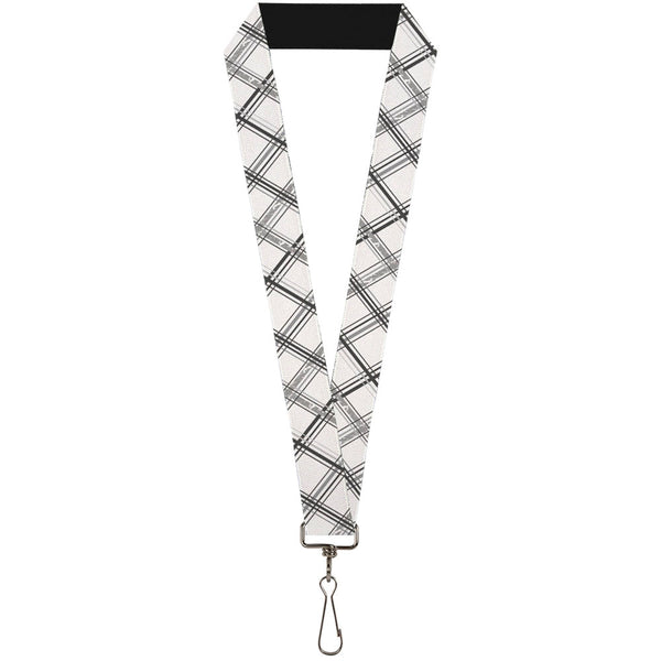 Buckle-Down Lanyard - 1.0" - Plaid X Weathered White Gray